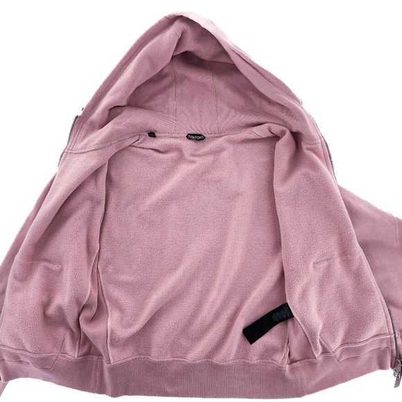 RARE TOM FORD Logo Hoodie Sweatshirt Full Zip GARMENT DYED Salmon Pink Boxy XL - Picture 3 of 13